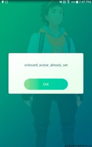 Ошибка Onboard_avatar_already_set в Pokemon Go